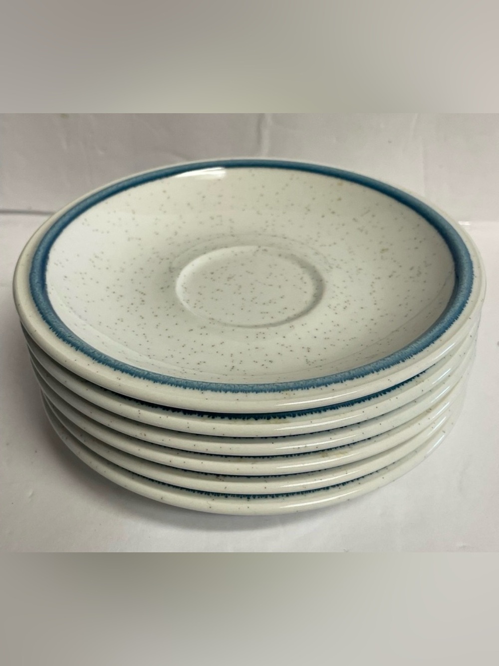 Set of 6 Mikasa Cordon Bleu Speckled Saucers 6” Vintage